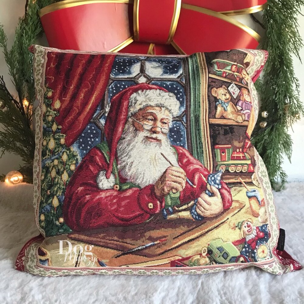 CALDEIRA Luxury Cross-Stitch Embroidered Tapestry Holiday Pillow